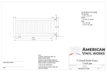 3' Tall x 6' Wide Closed Picket Fence Panel w/ 3" Gap For Vinyl Fences (AFC-16)