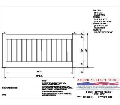 4' Semi Privacy with 1