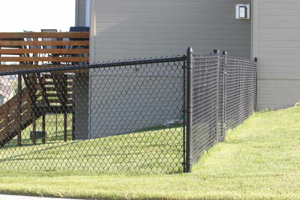 [75' Length] 4' Black Vinyl Chain Link Complete Fence Package America