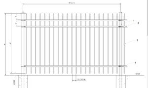 [100' Length] 5' Ornamental Spear Top Complete Fence Package