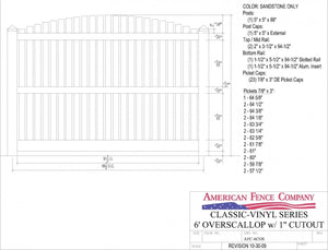 AFC-6COS   6' Tall x 8' Wide Overscallop Fence with 1" Air Space