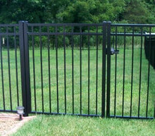 Flat top ornamental aluminum swinging gate