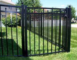 10' Aluminum Ornamental Double Swing Gate - Flat Top Series C - No Arch