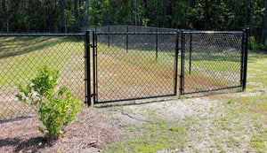 Residential Black Chain Link Double Drive Gate
