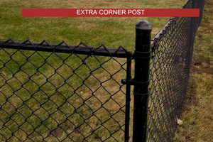 [Extra Corner Post] Black Vinyl Chain Link Complete Fence Package