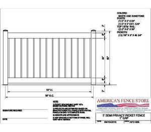 AFC-006   5' Tall x 8' Wide Semi Private Fence with 1" Air Space