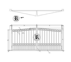 Custom Full Over Arch Gate With Personal Emblem & Top and Bottom Rings