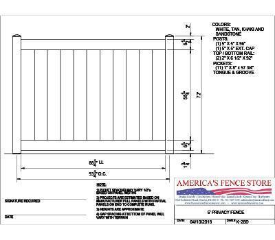 K-28D 6' Tall x 8' Wide Privacy Fence